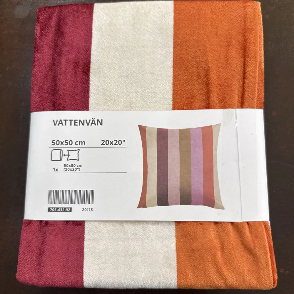 IKEA VATTENVÄN Cushion Cover Pink Orange Stripe 20